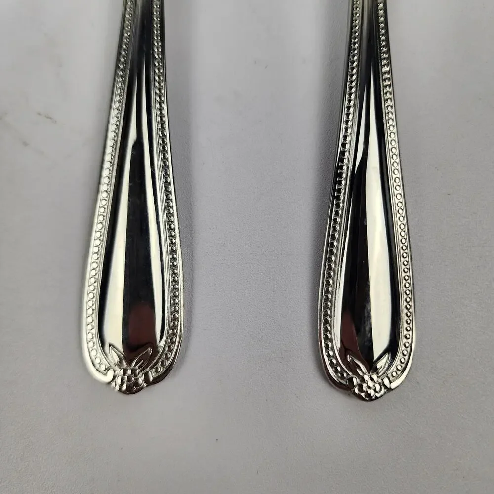 2 Temp-Tations 18/10 by Tara Old World Bead Stainless Round Tip Soup Tablespoons